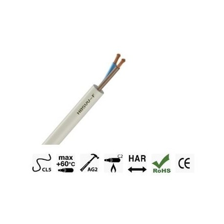 CABLE H05 VV-F 2x0,75 BLANC