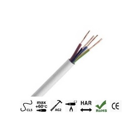 CABLE H05 VV-F 4G1.5 BLANC