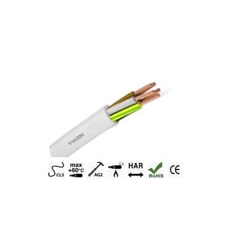 CABLE H05 VV-F 5G1.5 BLANC